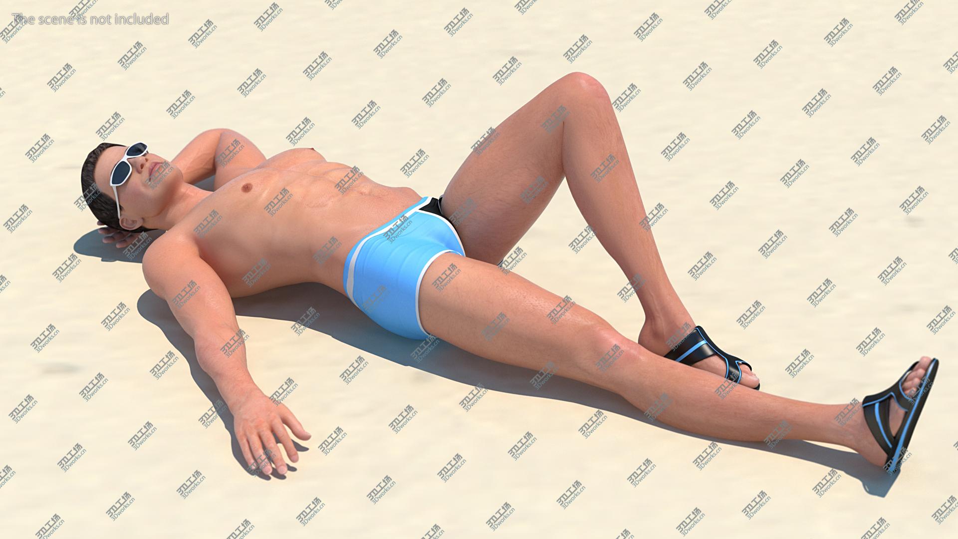 images/goods_img/20210319/3D Man in Swimwear Sunbathing model/1.jpg